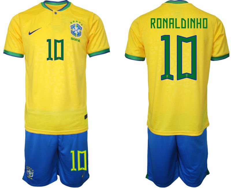 Men 2022 World Cup National Team Brazil home yellow 10 Soccer Jerseys
